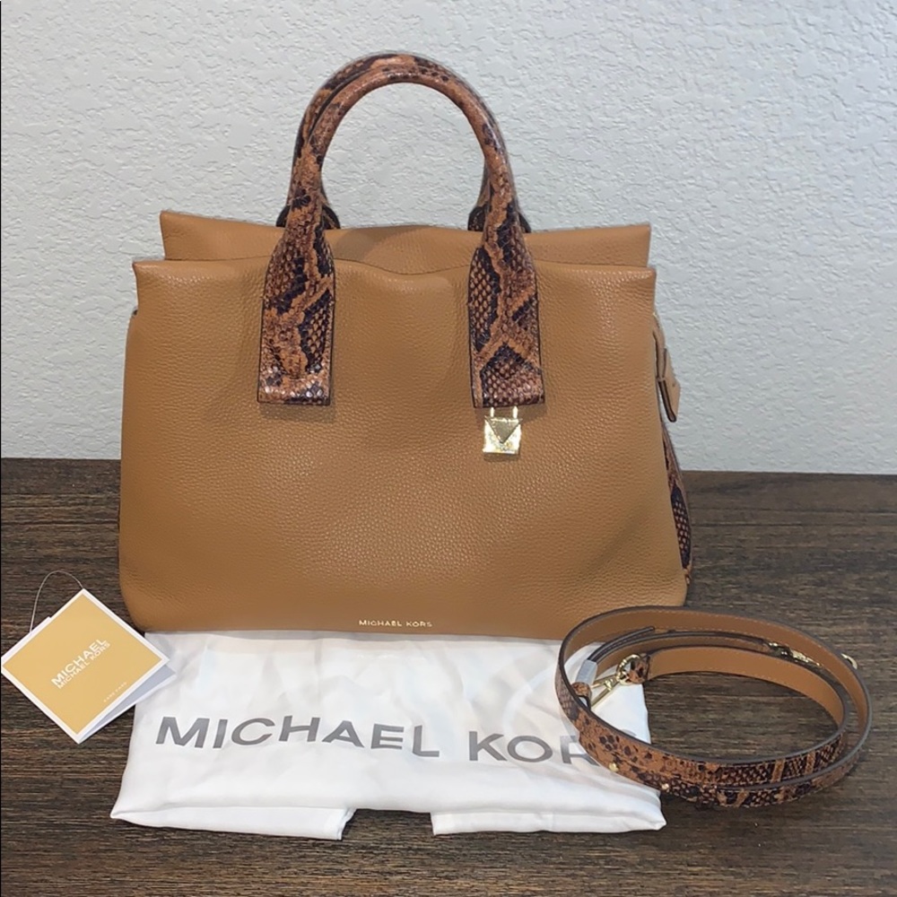 Michael Kors Rollins Lg Python-Embossed Satchel - image 2